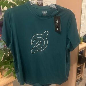 Peloton Teal Short-Sleeve Performance Tee with Split Back